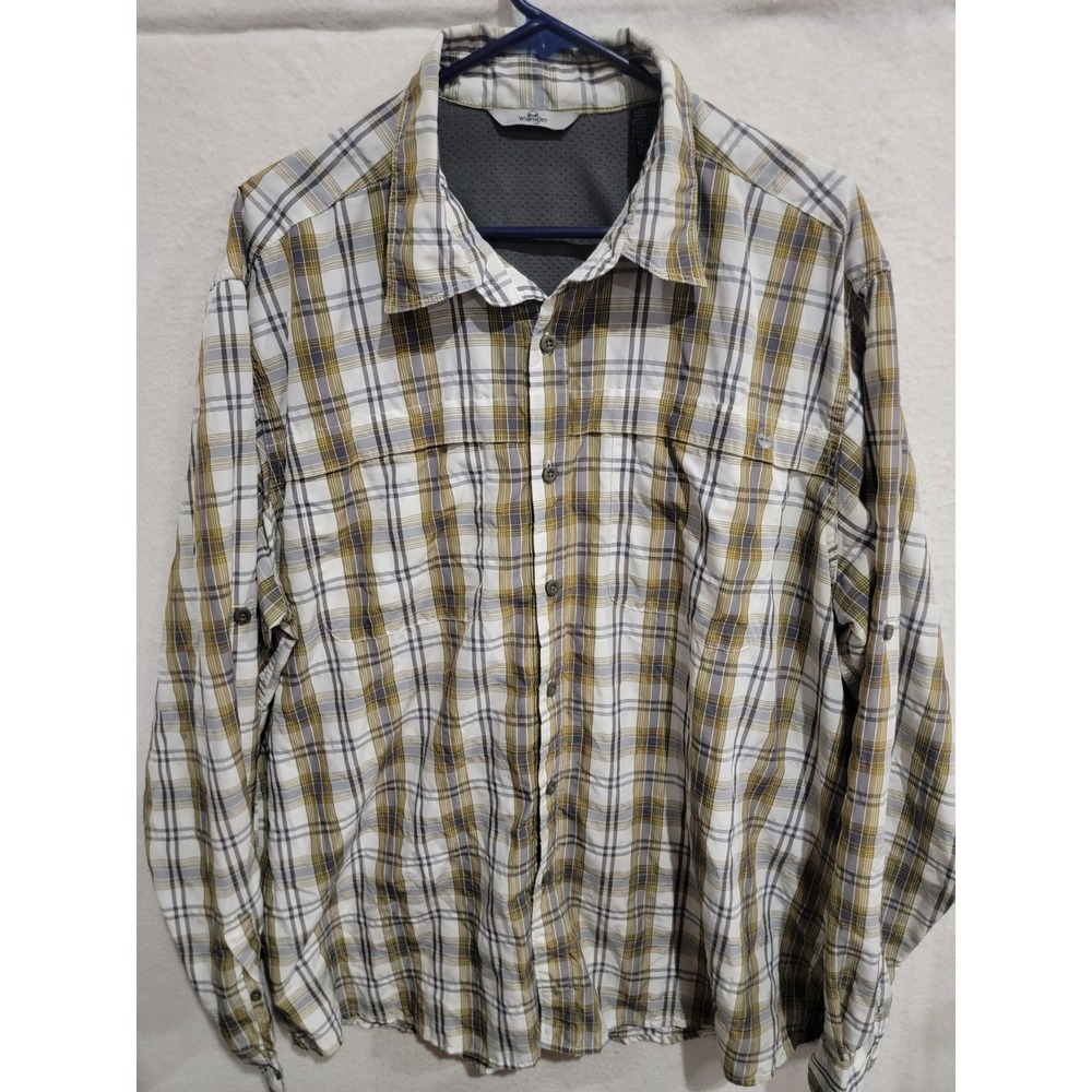 Wrangler Outdoor Series Shirt Mens XL Plaid Long Sleeve Ventilated Gorpcore Hike